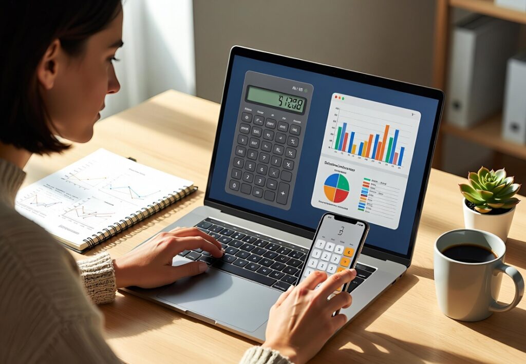 use online calculators on mobile and laptop
