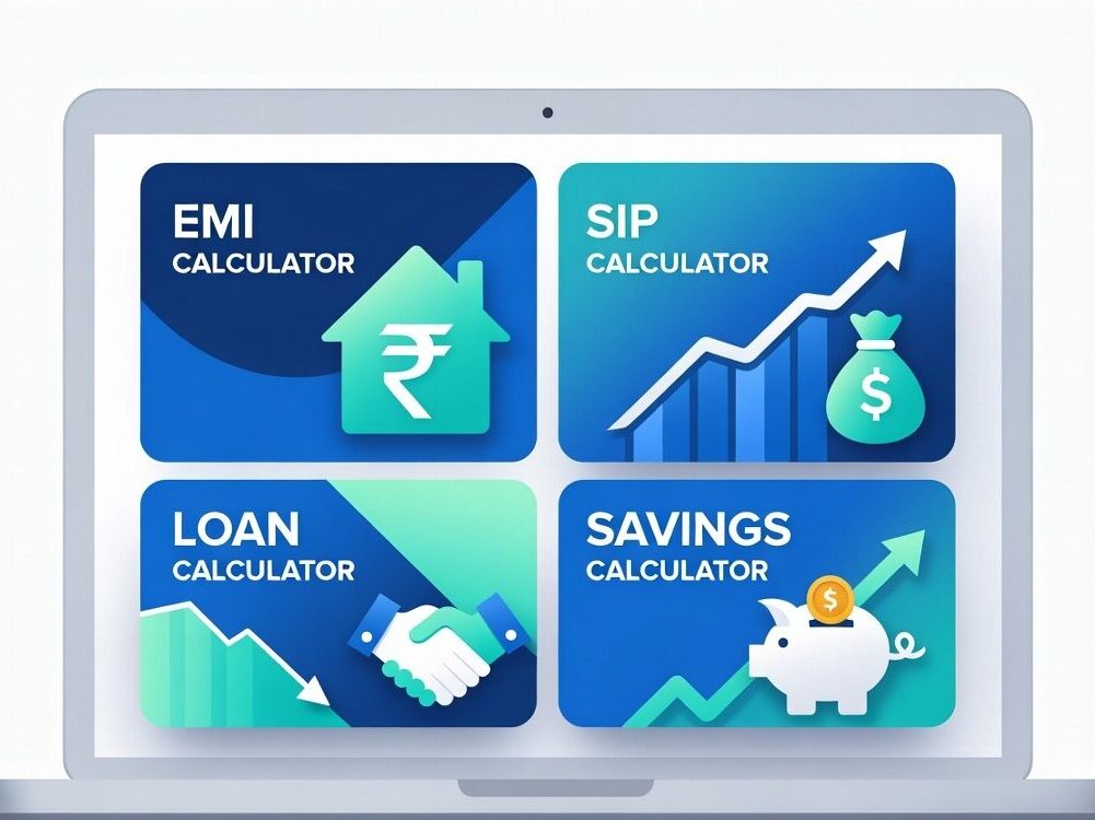 Choose the right financial calculator from multiple options like EMI, SIP, and loan calculator.
