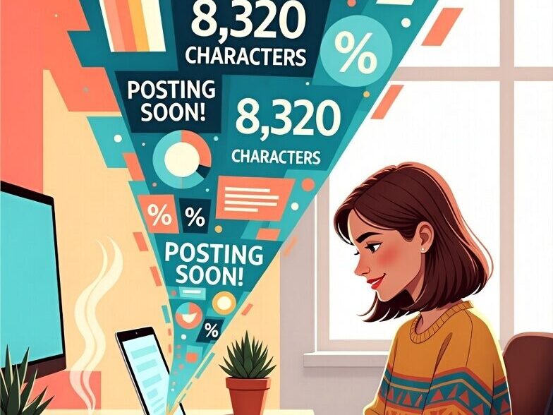 Blogger using an online word counter tool while writing content on a laptop