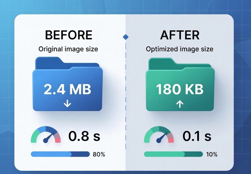 comparison of original and compressed image size