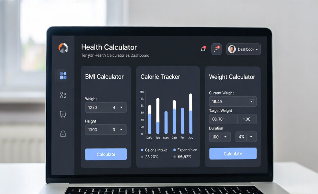 health calculators dashboard with bmi and calorie calculator
