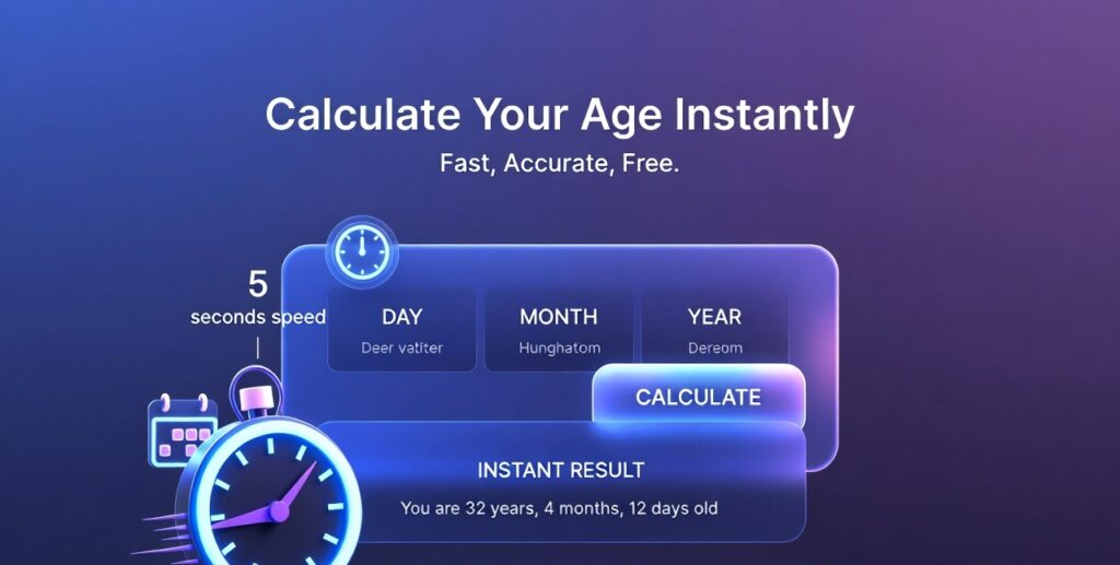 Instant Age Calculator – Calculate Exact Age Online Free online age calculator tool to calculate exact age in seconds