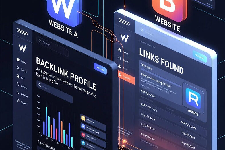 Competitor backlink analysis concept with connecting domains and SEO strategy