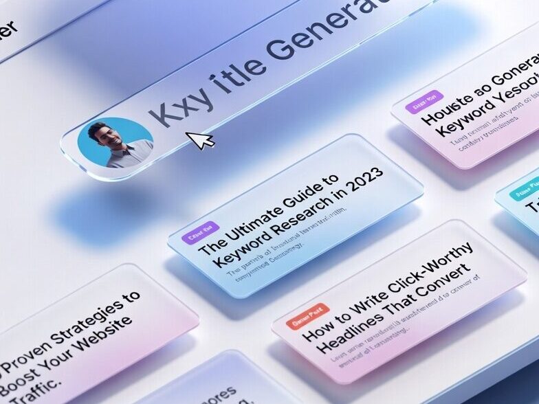 Modern SEO title generator tool dashboard showing keyword input and AI generated headlines