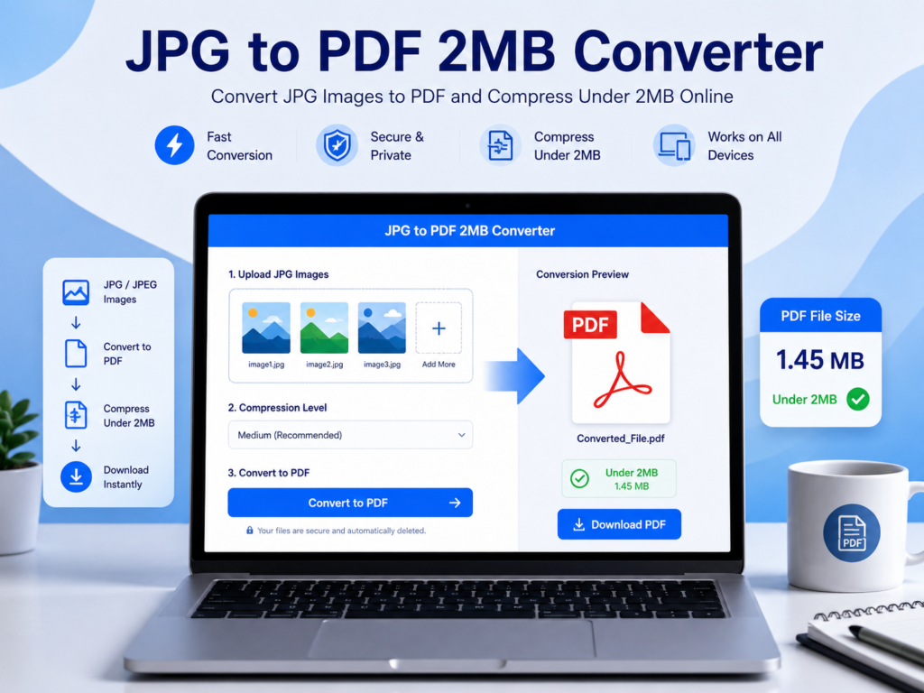 JPG to PDF 2MB Converter – Convert & Compress Free Online
