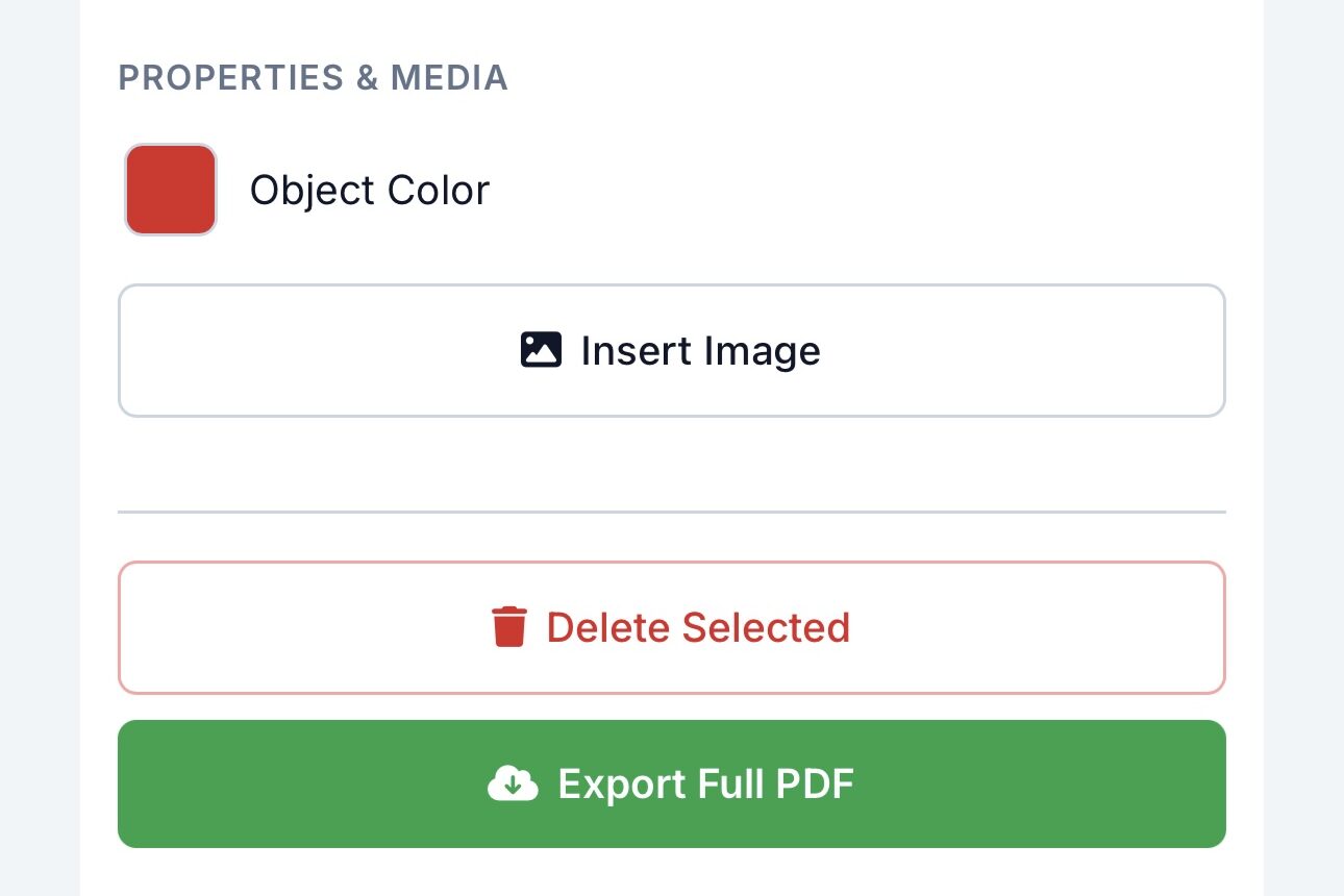 Online PDF annotation tool interface showing options to add text, free draw, draw shapes, and use an object editor.
