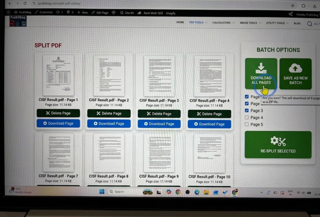 Illustration of split PDF files ready for instant download on a smartphone and laptop.